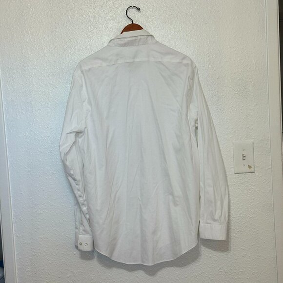 Calvin Klein Shirts Men's Size 17 White Steel + Slim Fit Stretch Wrinkle Free - Picture 3 of 9